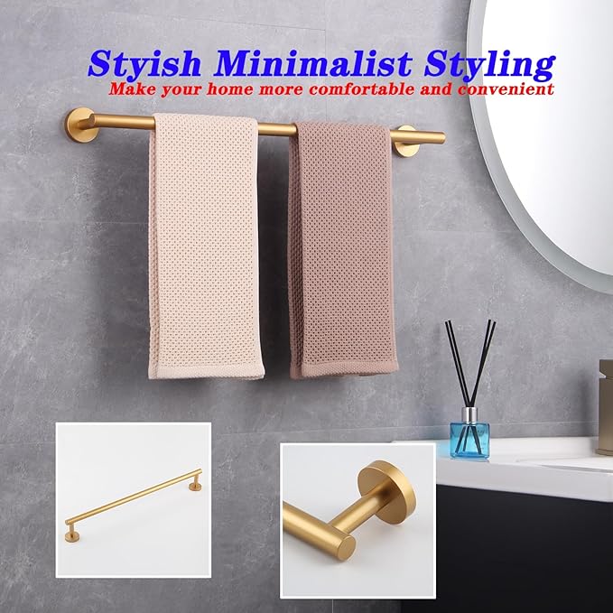 Bathroom Towel Bar — 24" Gold Stainless Steel