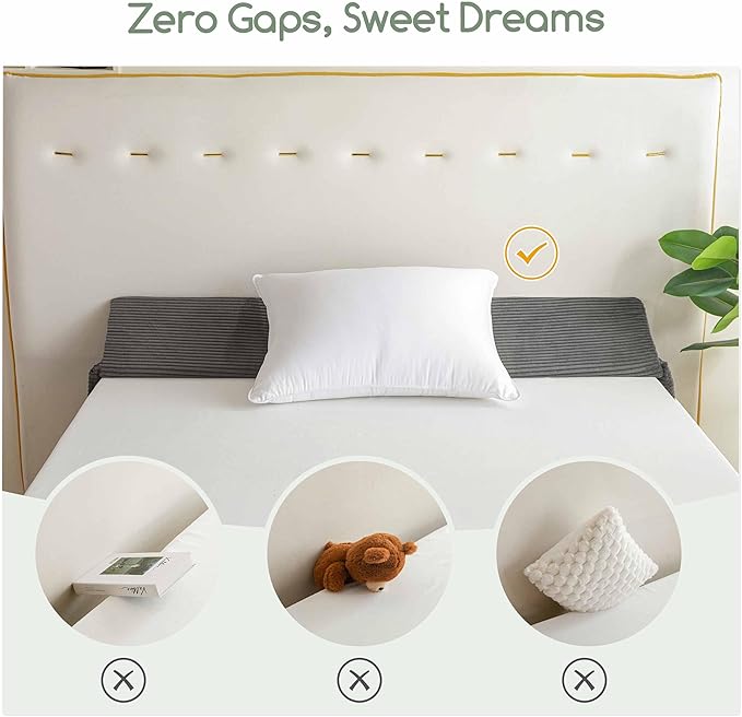HIGOGOGO Twin Size Wedge Pillow for Headboard Gap - Multi Functional Mattress Wedge Bed Gap Filler Close The Gap (0-7") Between Your Mattress and Headboard or Wall (Grey 39"x11"x9")