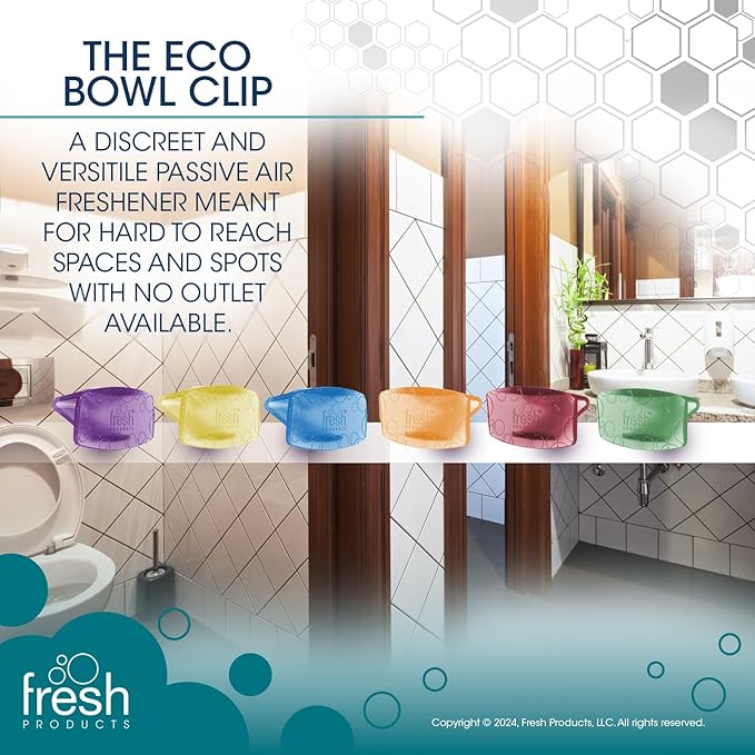 Fresh Products Eco Bowl Clip Air Freshener Versatile Design Toilet Freshener Trash Freshener Chemical Free Natural Oils Discreet Lasts 30 Days Made in the USA Citrus 12 pk