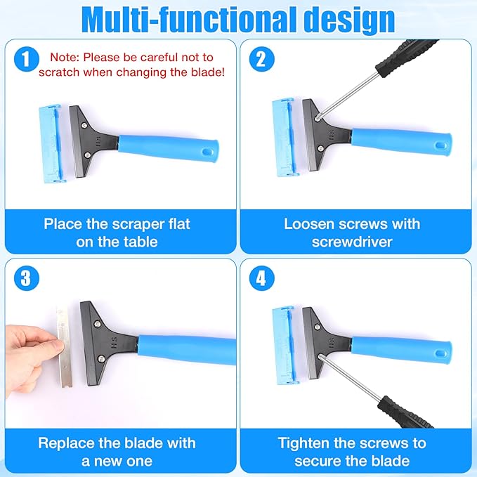 5 Feet Professional Window Cleaning Kit Extendable Window Mop with 61" Long Handle 14" Extra-Large Squeegee for Windshield Mirror Shower, with Blade Floor Scraper Tool