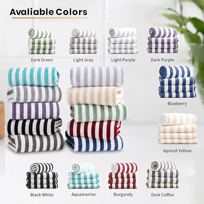 18-Piece Microfiber Bath Towels Set - 6 Bath Sheet, 6 Hand Towels, 6 Washcloths, Soft, Highly Absorbent Bathroom Towel, Quick Dry & Less Lint Shower towel for Bathroom, Hotel, Spa, Dorm-Light Purple