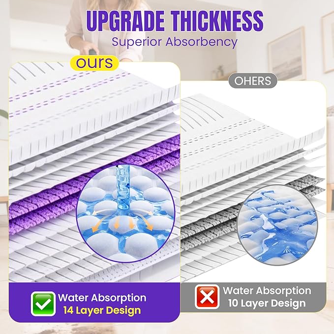 100 Pcs 5X Cleaning Disposable Power Mop Pads Refills Compatible with Swiffer PowerMop Unscented 14-Layer Heavy-Duty Multi-Surface Replacement Mopping Refill Pad for Floor Surface Cleaning
