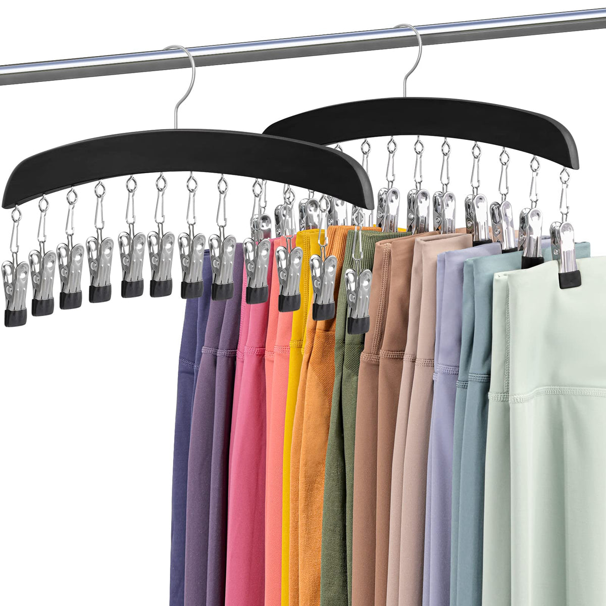 Wooden Leggings Hangers, Scarf Hangers for Closet, Black, 2 Pcs - Image 1