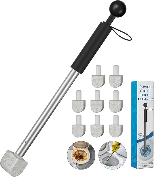 2026 New Pumice Toilet Cleaner 17inch with Handle - Toilet, Pool & Tub Hard Water Stain Remover (1handle+8pumice)
