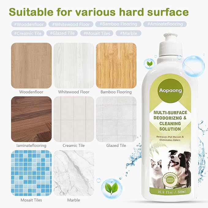 Multi-Surface Floor Cleaning Solution Household Floor Cleaner Care for All Robot Vacuums with Mopping and Cordless Wet/Dry Vacuums (16.9Fl Oz/500ML) 2 bottles