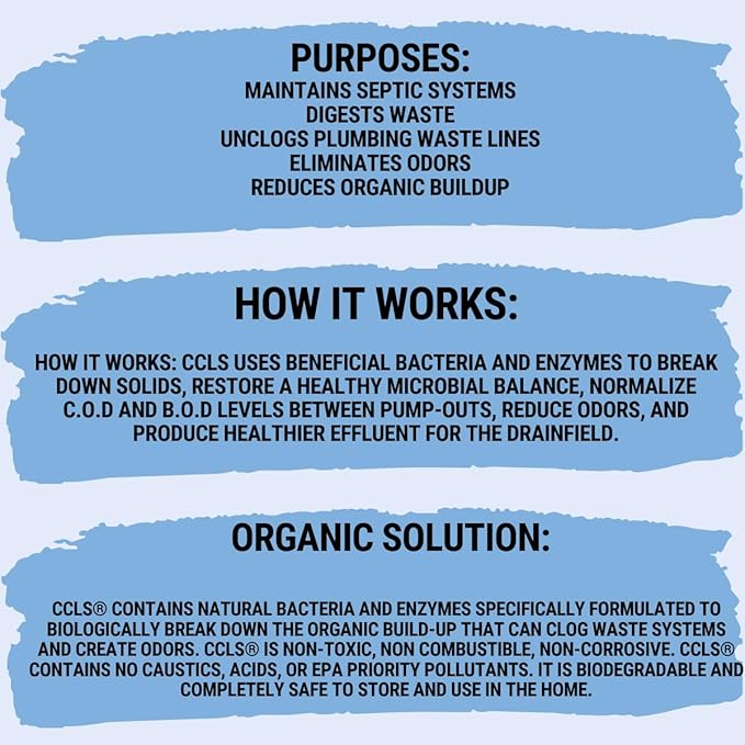 Septic Tank and Cesspool Treatment Additive/Organic Enzyme Producing Bacteria/Non-toxic/Non-Hazardous/Non-Corrosive (4-Pack)
