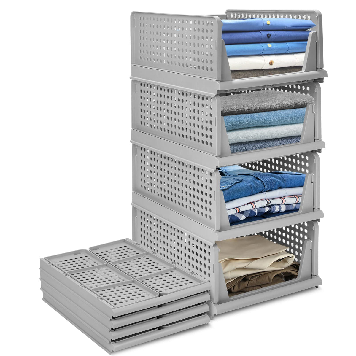 4-Pack Folding Wardrobe Storage Box Plastic Drawer | Home Organization - Image 1