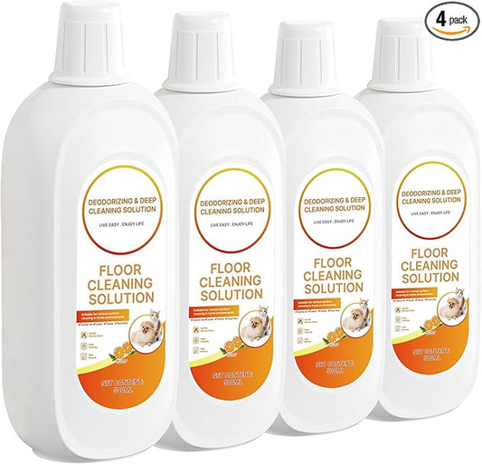 4 Packs Floor Cleaning Solution Compatible with Tineco iFloor & Floor One Cleaner Solution Orange Scented Deep Clean Residue & Streak Free for Multiple Hard Floors, for All Robotic Vacuum Mop Solution