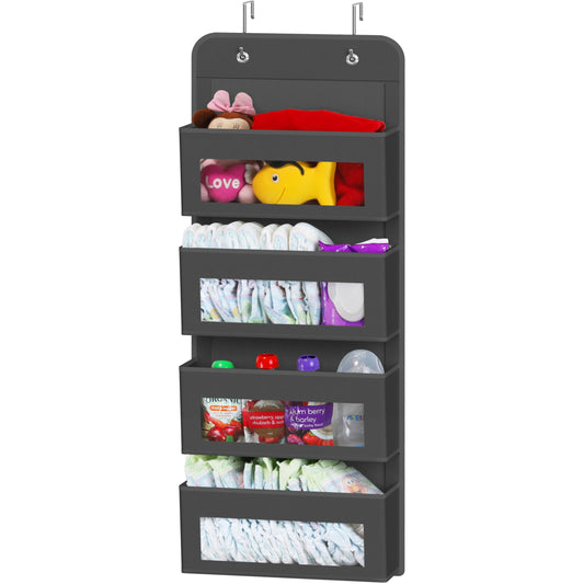 Simple Houseware 4 Clear Pocket Over Door Hanging | Home Organization - Image 1