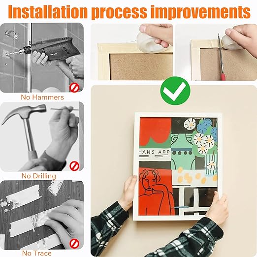 Heavy Duty Double Sided Tape, Strong Nano Tape Double Stick Mounting Tape, Clear Removable No Trace Adhesive Tape for Home, Office, Car, Outdoor Use, Picture Hanging, Poster, Rug, Object Fixing Strips