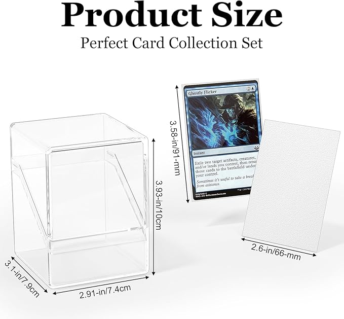 Card Deck Case, Clear Deck Box with 100 Pack Card Sleeves and Divider, Standard Size Commander Deck Storage Box Perfect Fit for MTG, Sport, Trading Cards (White)