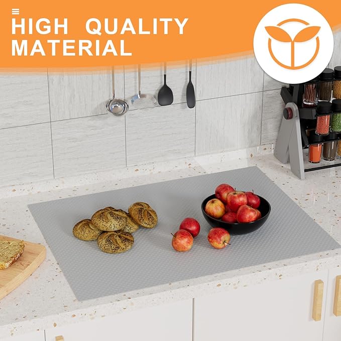 FLPMIX Kitchen Cabinet Shelf Liner: Light Gray Waterproof Kitchen Drawer Liner 12"x 120" - Easy to Cut Non-Adhesive Bathroom Cupboard Mat for Pantry Shelves