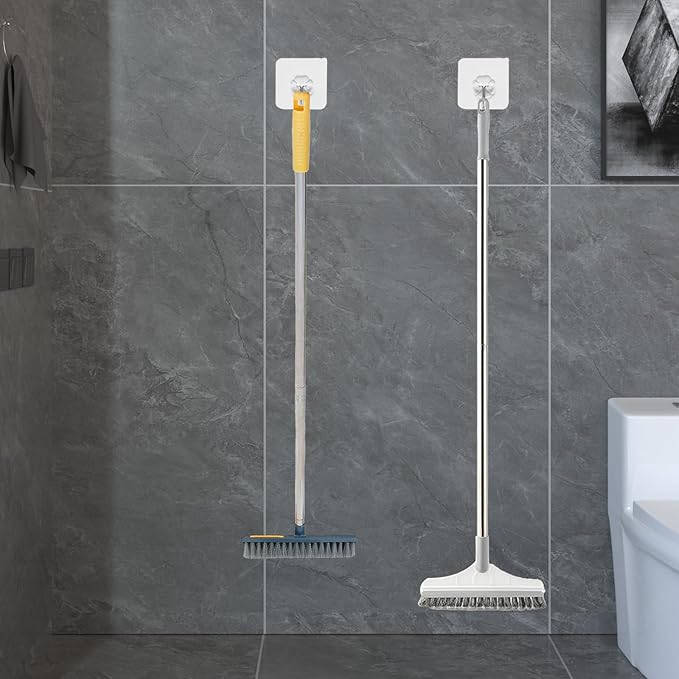 2 Pcs Grout Brush with Long Handle - Upgrade, 120°Rotation Tile Grout Cleaning Tool, V-Shape Shower Scrubber Cleaner Stiff Bristle for Cleaning Bathroom Wall, Baseboards, Tile Floors
