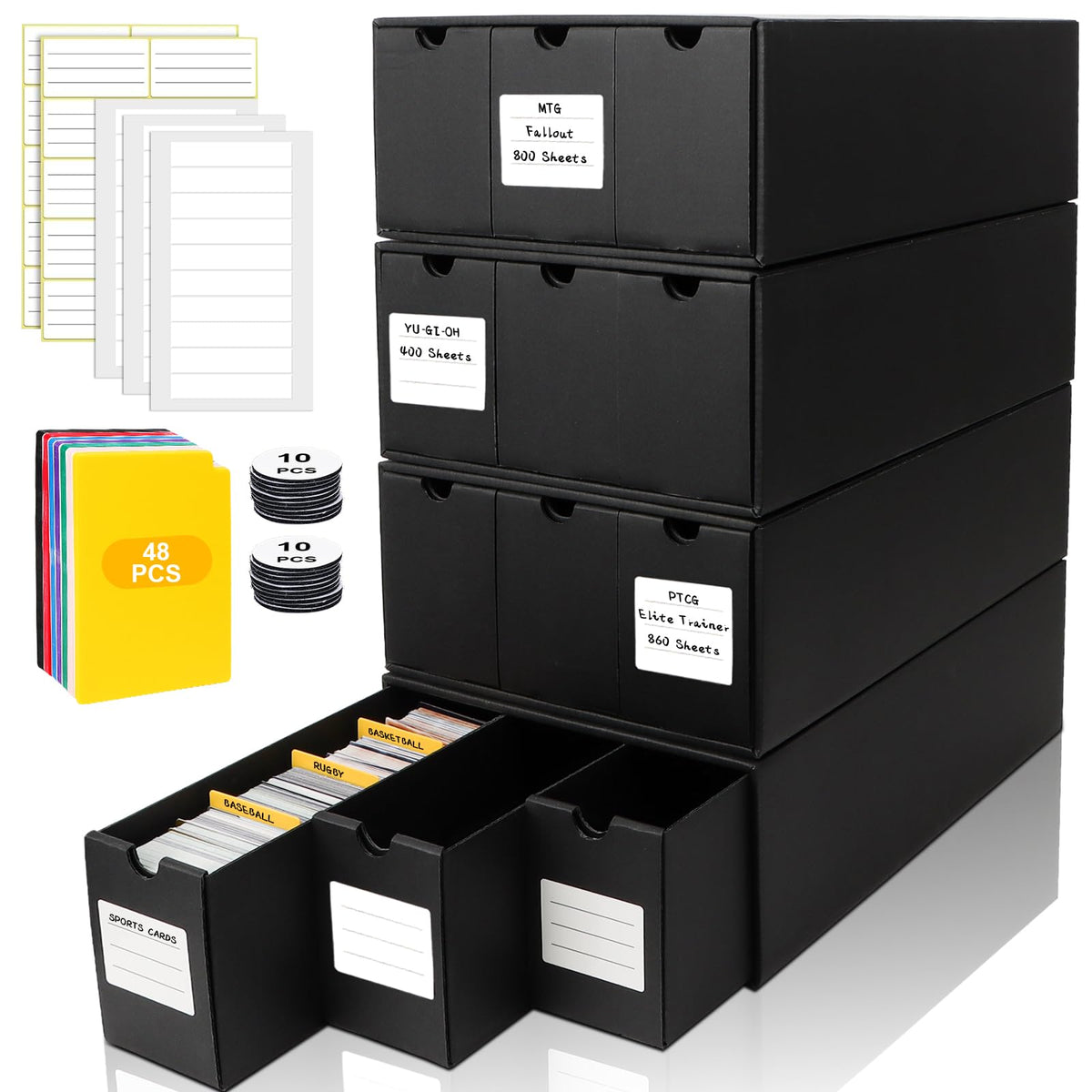 Trading Card Storage Box, Includes 12-600 CT Boxes & 48 - Image 1
