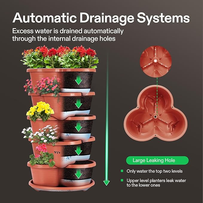 VIVOSUN 5 Tier Vertical Gardening Stackable Planter and 0.5Gal Handheld Garden Sprayer, 2L Pump Sprayer, 68 Oz Water Spray Bottle with Safety Valve, Adjustable Nozzle, Extended Spray