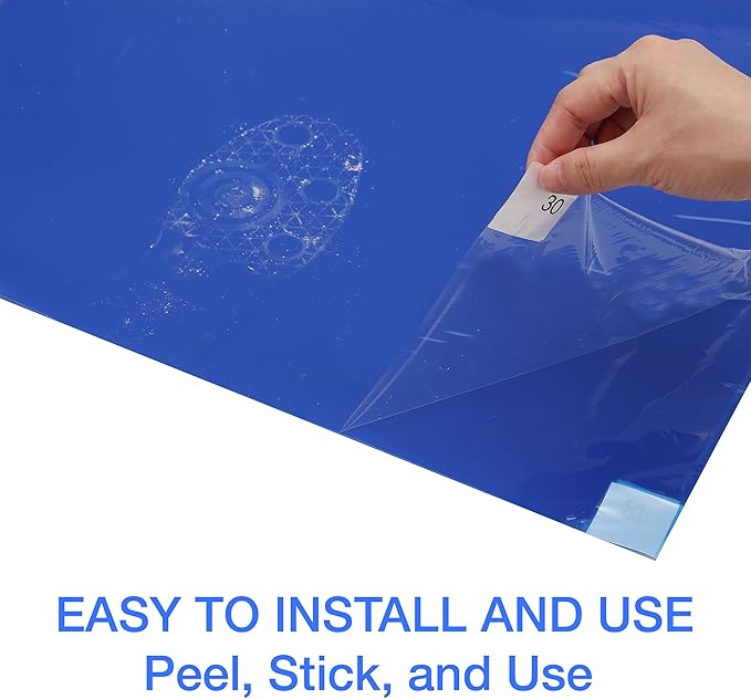 CALPALMY 150 Sheets 24" x 36" Adhesive Mats - Sticky Mat for Laboratories, Homes, Construction Sites, and More - Remove Dust and Dirt from Shoes and Equipment Wheels -Blue