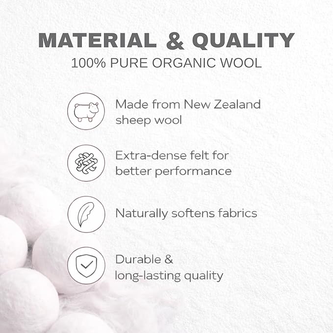 Wool Dryer Balls 6-Pack 100% Natural New Zealand Wool, Handmade in Nepal Reusable Laundry Balls, Faster Drying, Softer Clothes, Anti-Static, Dryer Sheets Alternative (Farm)