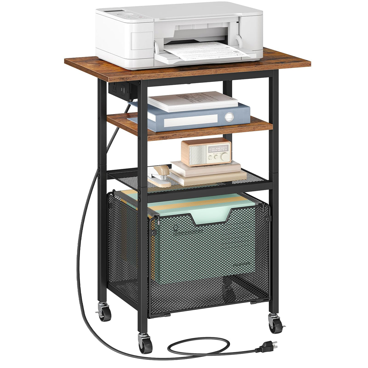 HOOBRO Printer Stand with Hanging File Drawer, Rolling - Image 1