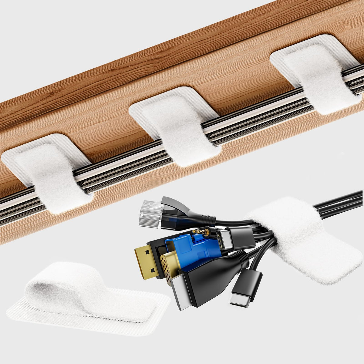 Cable Management Under Desk, 【Up to 15 Cord】【Enhanced Wire - Image 1