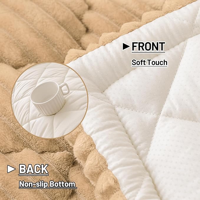 Smiry Pet Couch Cover for Dogs Washable, Non-Slip Fuzzy Couch Covers for 3 Cushion Sofa Pet Friendly, Soft Thick Furniture Protector Sofa Slipcover Mat for Dogs (Camel, 27.6" x 88")