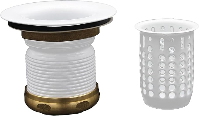 Westbrass A218-50 Junior Bar and Laundry Sink Drain Assembly with Removable Strainer Basket, Powder Coat White