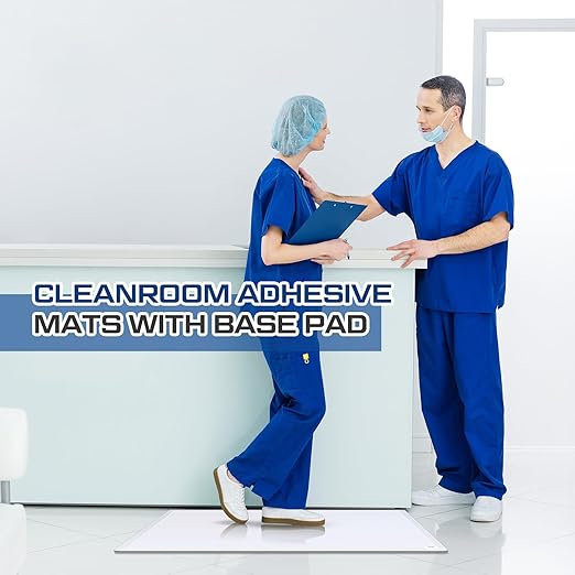 Nuanchu Adhesive Mat Pad Include 1 Sticky Non Slip Base Pad 2 Tacky Dust Mats Construction of 30 Sheets (60 Sheets Total) for Clean Room Science Lab Matting Laboratory Hospital(White,18x36 Inches)