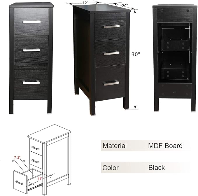 eclife 72" Modern Bathroom Vanity Sink Combo Freestanding Cabinet with Small Side Cabinet, Brown Round Glass Vessel Sink, Water Save Faucet, Drain (Black+A09)