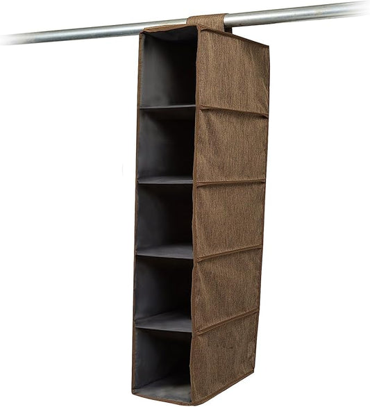 Covermates Keepsakes Hanging Shoe Organizer - Heavy Duty Material, Sturdy Interior Shelves - Closet Storage, Brown Heather