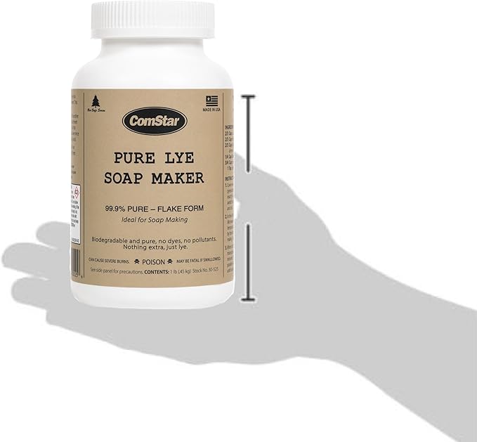 ComStar Pure Lye | 1 Pounds, 99% Pure Sodium Hydroxide Beads | Eco-Friendly, Industrial Strength, Drain Opener | Safe on Fixtures | Static-Free, Unique Beads for Soap Making (30-525)