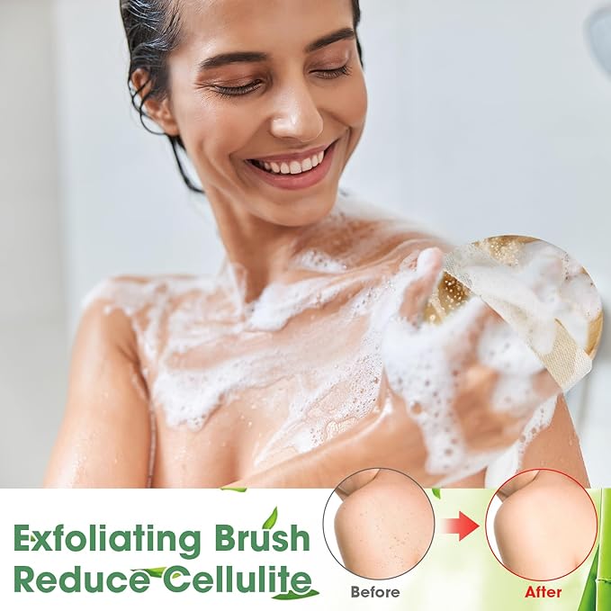 Gejoy 5 Pcs Dry Brushing Body Brush for Lymphatic Drainage Exfoliating Brush with Massage Nodule Dry Skin Body Scrubber Cellulite Shower Circulation Dead Exfoliator (4.3 x 4.3 Inches,Wood Color)
