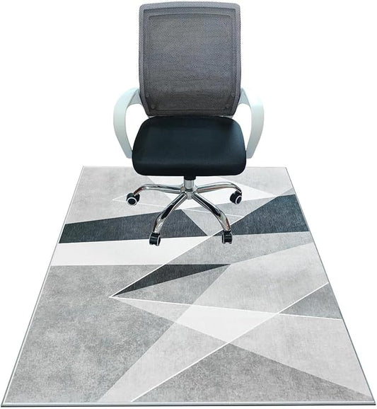 Office Chair Mat for Hardwood Floor,55"*35" Under Desk Mat, Computer Chair Rug,Anti-Slip Floor Protector for Low-Pile Carpet Home Office Black White