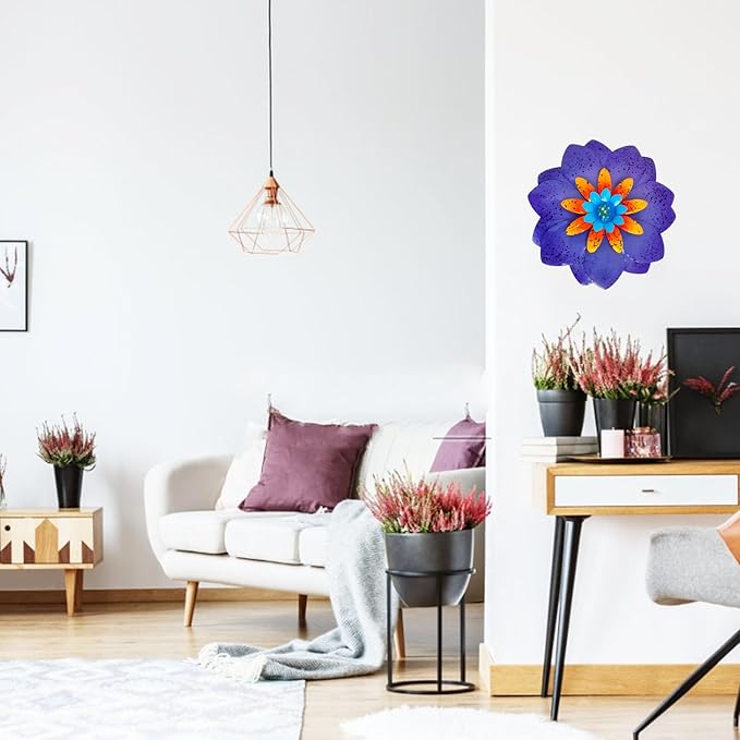 LITIALLY Metal Flower Wall Art Garden Decor, New Creative Cute Flower Decorations, Art Wall Hanging Decor, Enhance Indoor Outdoor Decor Spaces