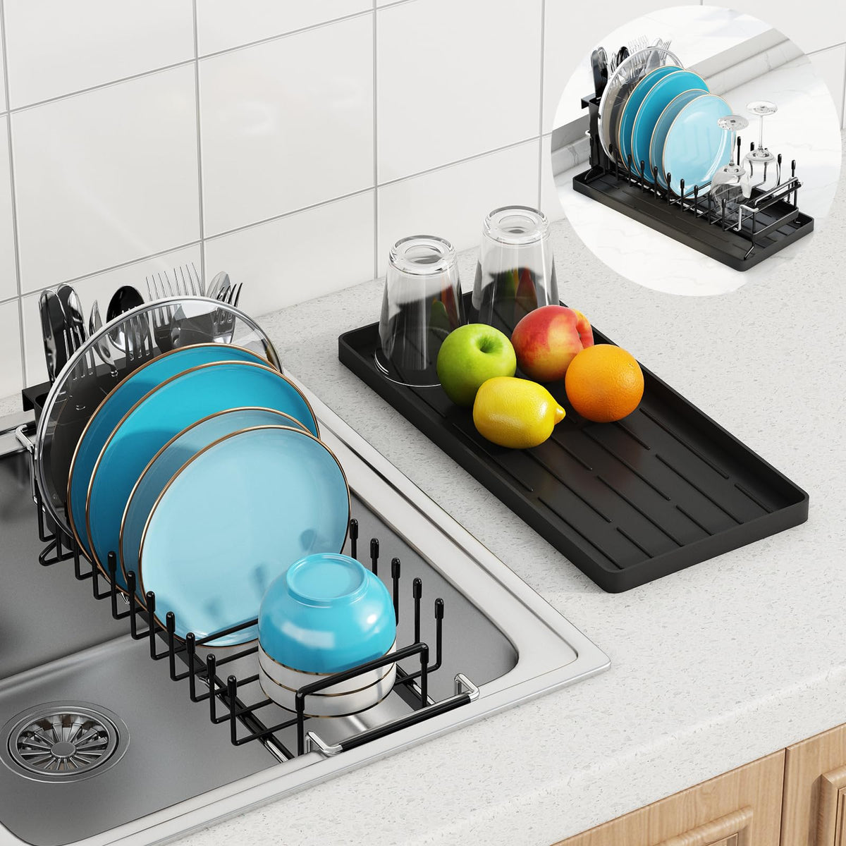 ANTOPY Sink Dish Drying Rack - Expandable Small Dish Rack Over - Image 1