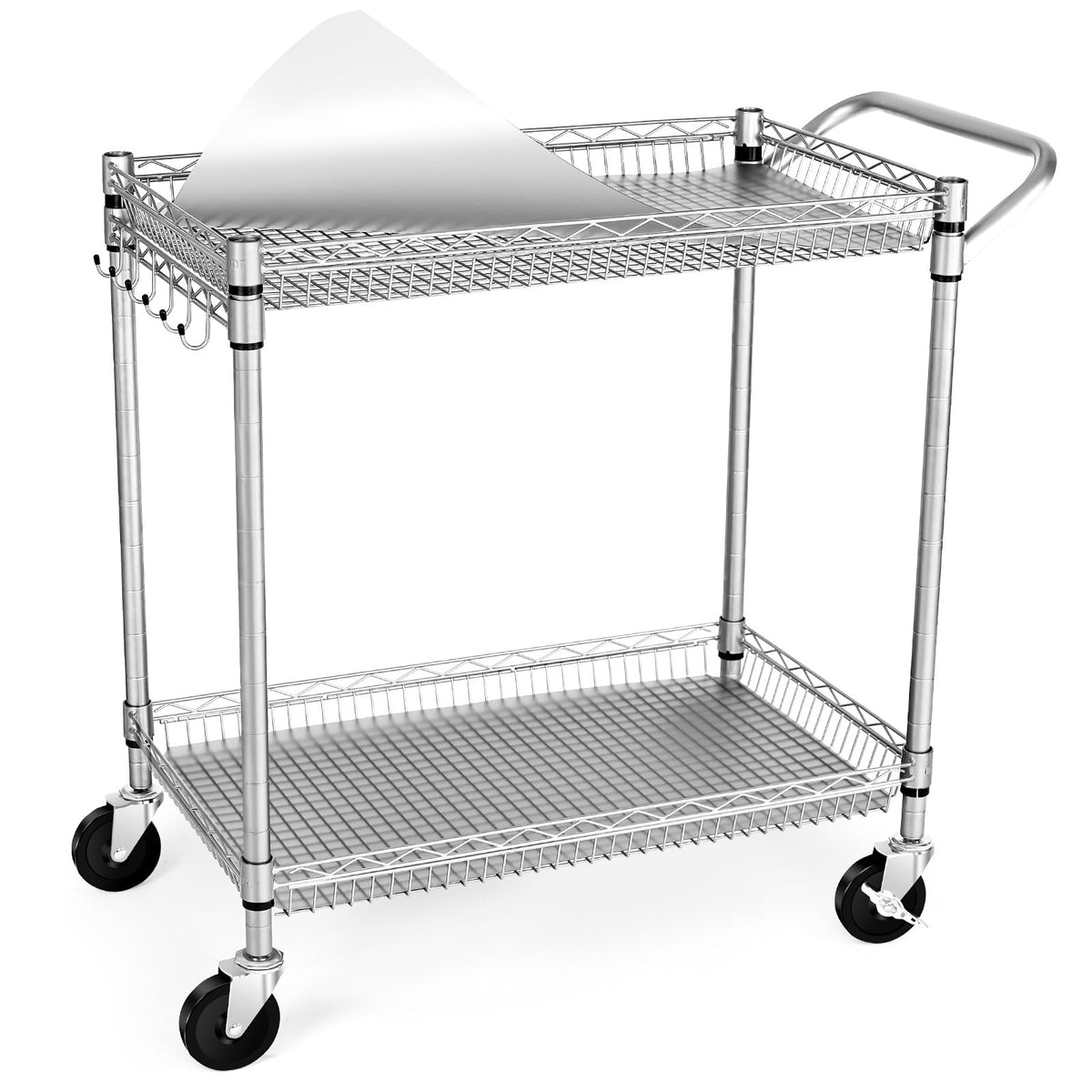 WDT Heavy Duty 2 Tier Rolling Cart, NSF Listed - Image 1