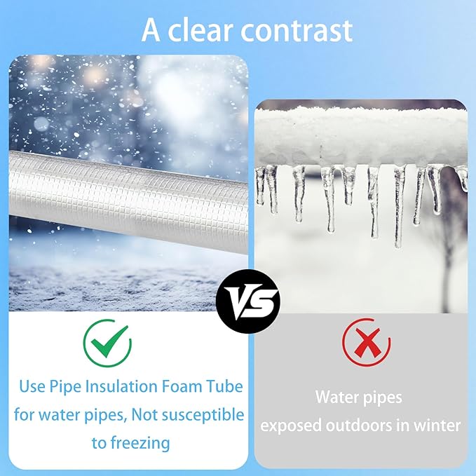 1 '' ID Pipe Insulation Foam Tube Self Adhesive Heat Tape for Water Pipes 20PC Insulation Foam Wrap Aluminum Foil Pipe Covers for Spigot, Winter Outside Pipes, Sprinkler (Black )