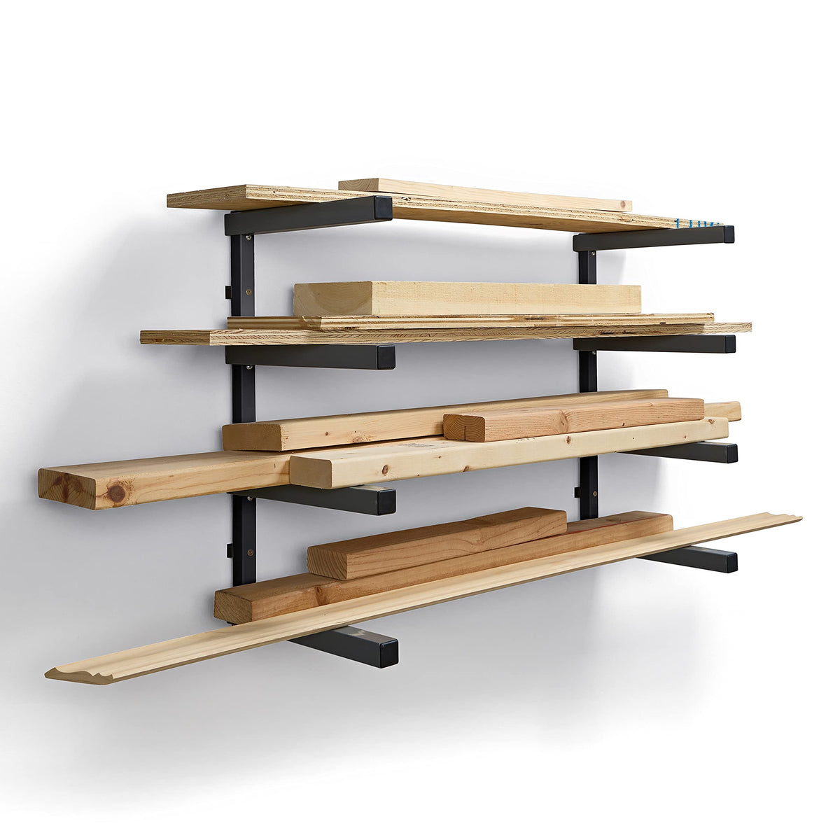 BORA 4-Level Lumber Storage Rack Wall Mount Wood Rack - Image 1