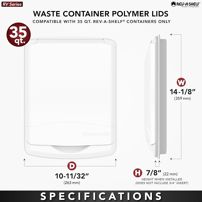 Rev-A-Shelf 50 Qt Under Sink Garbage Can Lid for Base Kitchen and Bathroom Cabinet, Replacement Plastic Trash Bin Lid Only, Gray, RV-50-LID-13-1-40