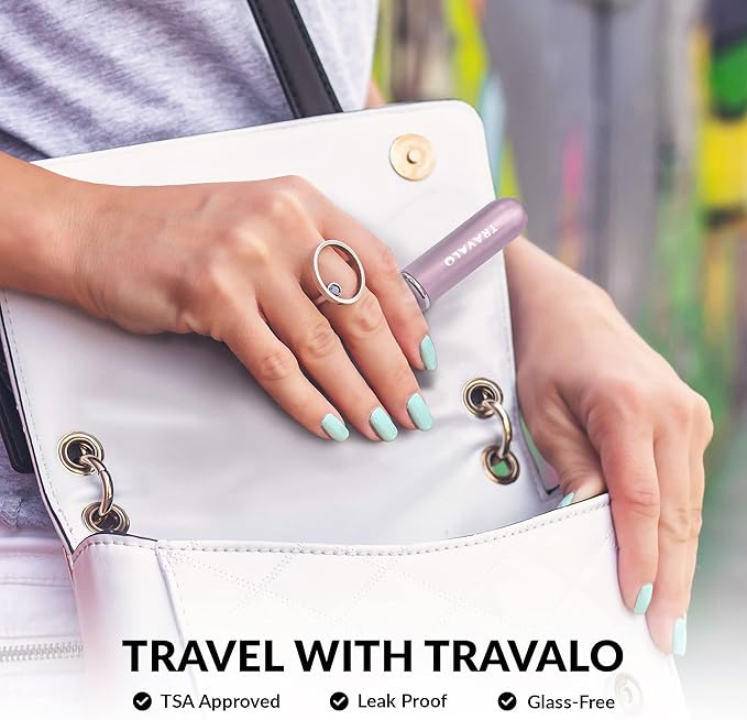 Travalo LUX Perfume Atomizer - Leak-Proof and TSA Approved for Air Travel - Reusable Airtight Easy Fill Mini Pump Sprayer - Lightweight Portable - Brushed Polished Metal Alloy Outer Shell Red 0.17oz