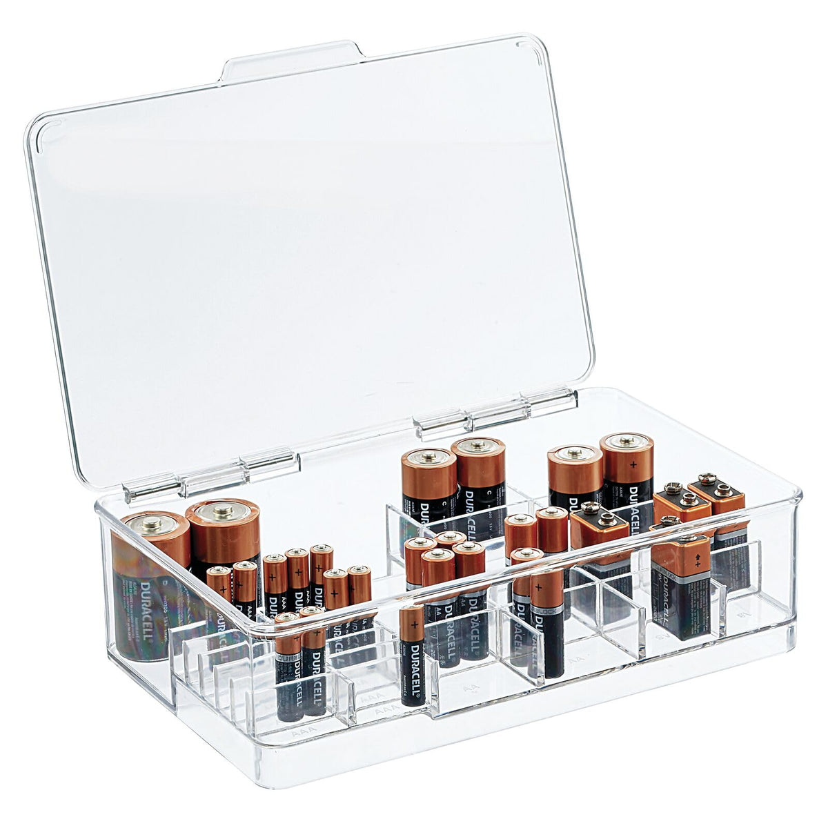 mDesign Plastic Large Stackable Divided Battery Storage - Image 1