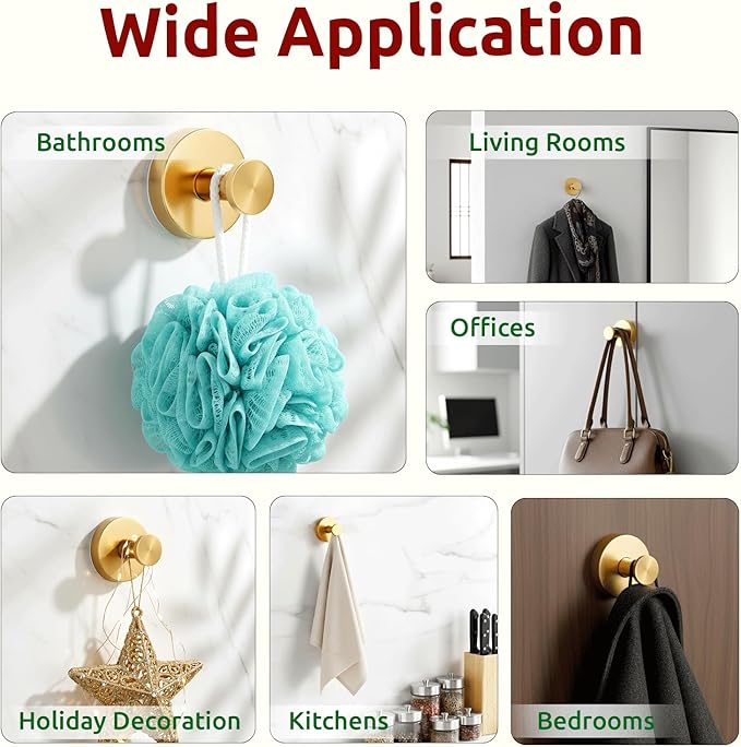 4 Packs Suction Cup Hooks for Shower, Heavy-Duty Wreath Hangers for Front Door, No Drill Glass Door Wreath Hanger Hook No Damage for Walls Bathroom Kitchen Window Mirror Tiles Towel Coat Robe Loofah