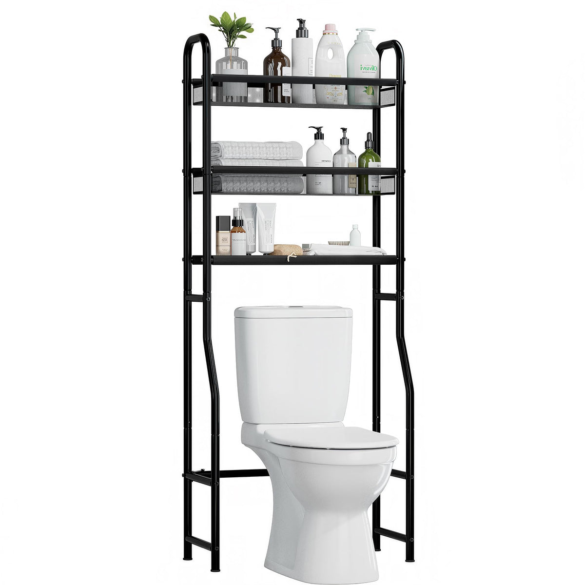3 Tier Over The Toilet Storage Shelf, Freestanding Over - Image 1