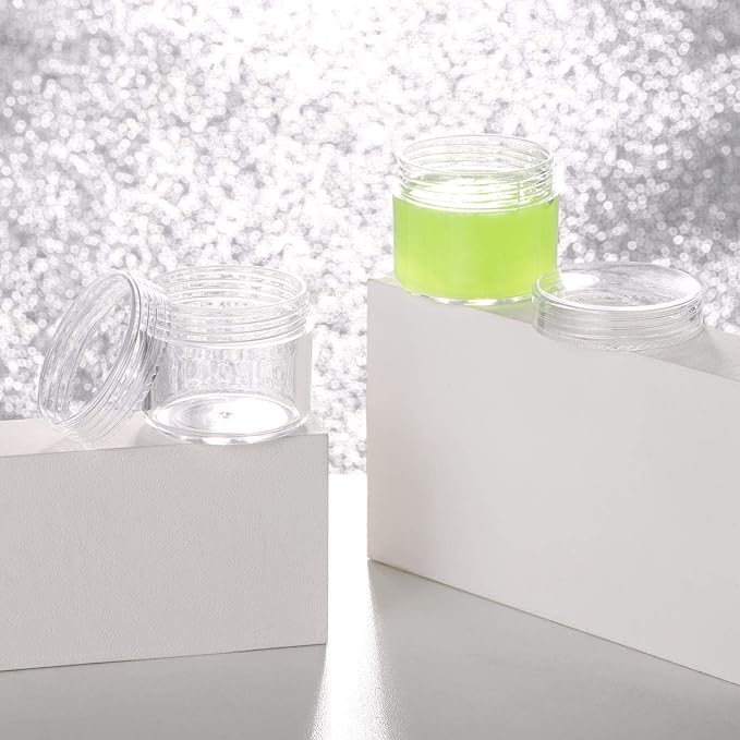 100 Count Clear Plastic Sample Containers 20g Empty Jars Cosmetic Containers with Lids Leak Proof Lip Balm Containers