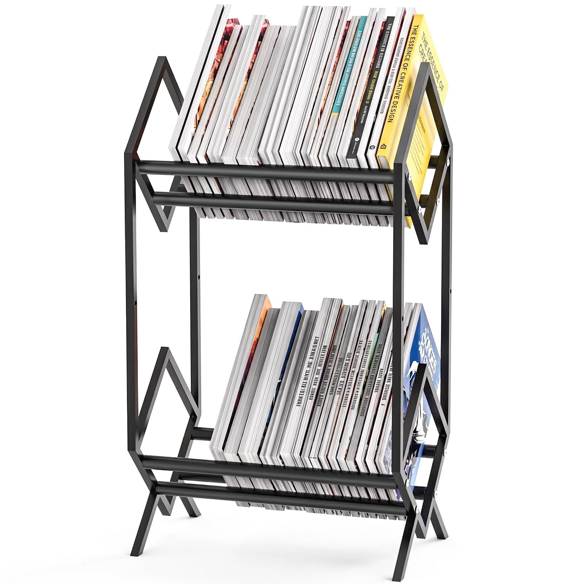 2-Tier Vinyl Record Storage Holder,Vinyl Record Stand for Book - Image 1