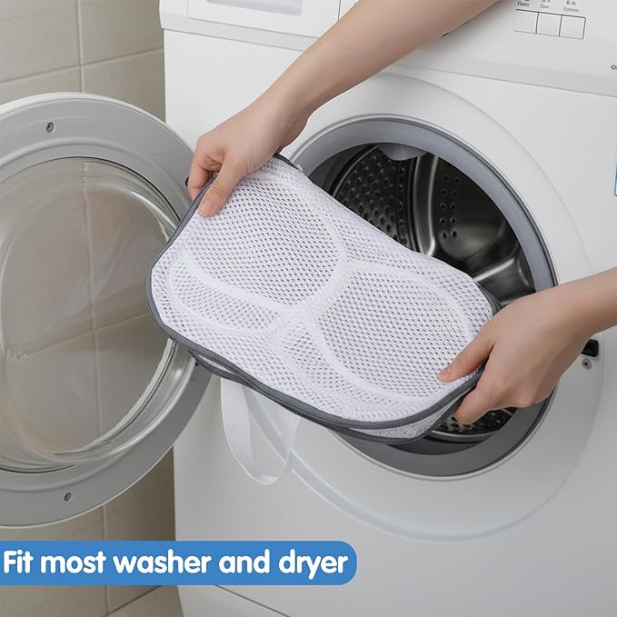 2 Pcs Laundry Bag for Bras, Bra Bag For Washing Machine, White Protective Mesh Wash Bags, Durable Bra Wash Bags with Zipper Closure for Machine Washing Delicates and Lingerie Care