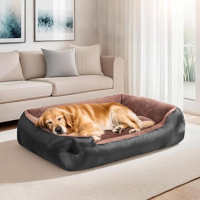 Dog Bed, Rectangle Washable Extra Large Dog Bed, Comfort and Soft Pet Couch for Extra Large Dogs, Non-Slip Bottom, Black