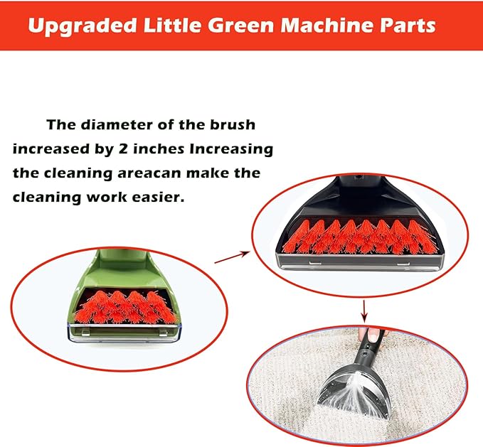 Upgraded 1400B Little Green Machine Replacement Brush, for Bissell Little Green Upright & Portable Carpet Cleaners Replacement Parts for 1400B 3519 3369 1844 2290A Series(Black1+1)