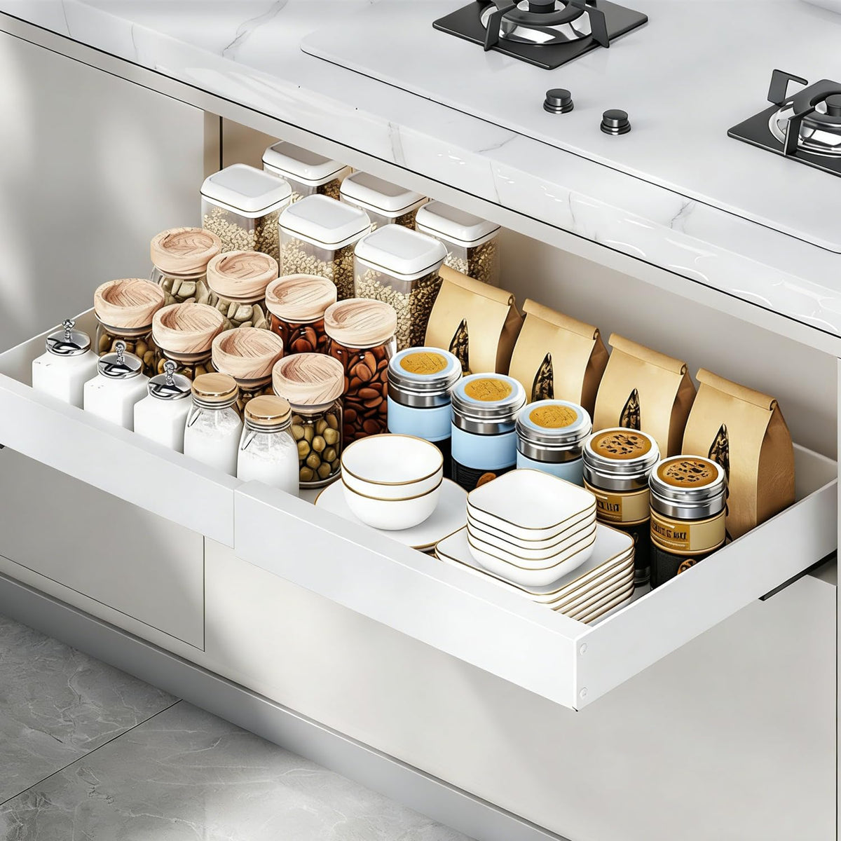 1PCS Expandable Pull Out Cabinet Organizer pots and pans - Image 1