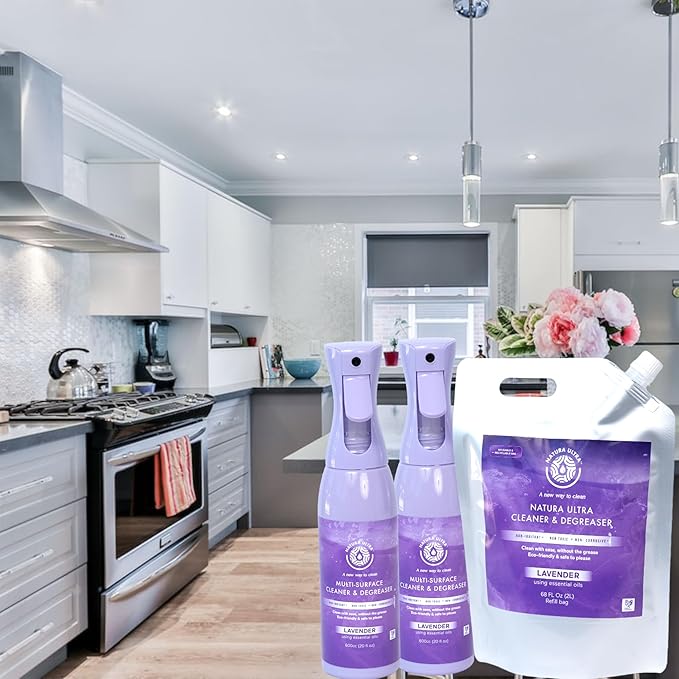 Multi-Surface Cleaner & Degreaser - Home and Kitchen degreasing Spray for Glass, Countertops, Appliances, and Floors - Eco-Friendly Effective Cleaner & Degreaser (Lavender)