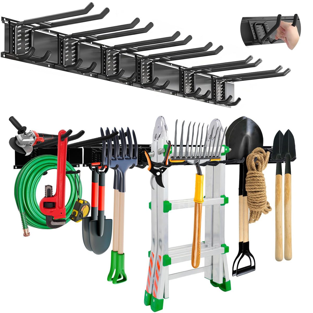 48" Garage Tool Organizer Wall Mount,Heavy Duty Adjustable Hooks - Image 1