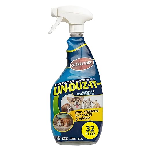 Un-Duz-It Pet Odor and Stain Remover Spray, Pet Stain Remover Removes Urine, Feces, Vomit Stains and Odors, 32 Fl Oz Spray Bottle